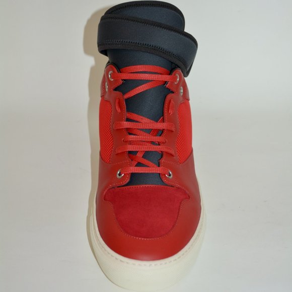 NWT BALENCIAGA MENS NEOPRENE STRAP HITOP LEATHER SNEAKERS US 41 EU 8 - Picture 7 of 10
